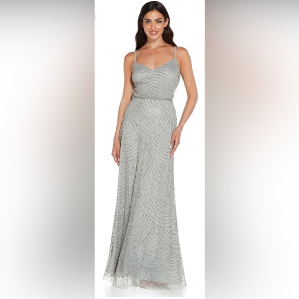 Adriana Papell beaded art deco gown sz 6